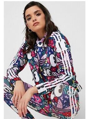 Adidas X Hattie Stewart Track Jacket Zip Up Striped Sz Medium